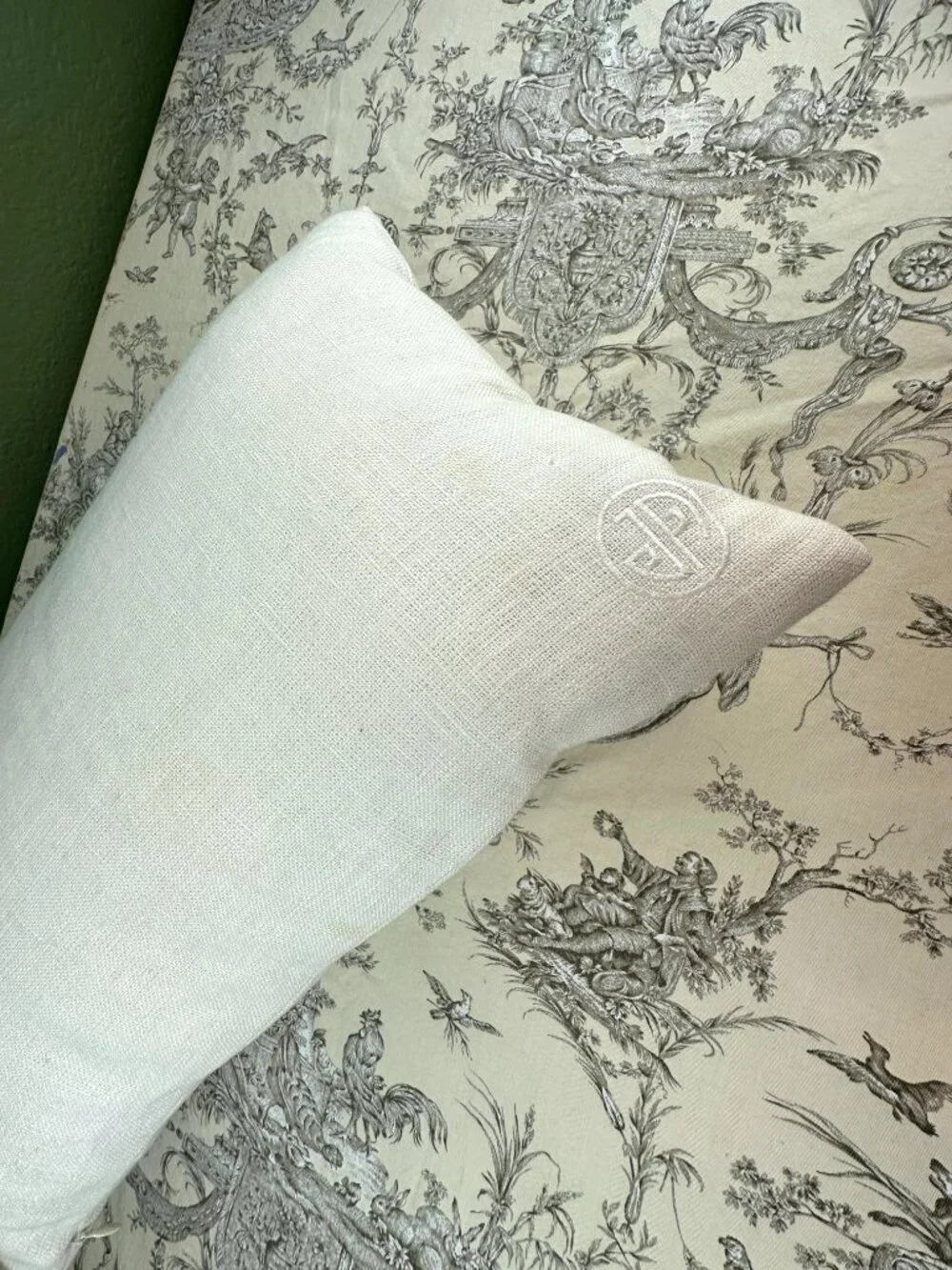 Jonathan Adler Beaded Hand Flower Bouquet Gun Lumbar Linen Down Pillow